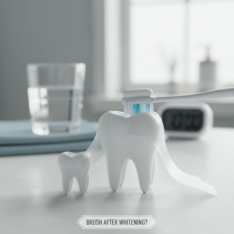 Soft toothbrush with water droplets waiting after using whitening strips do you brush your teeth